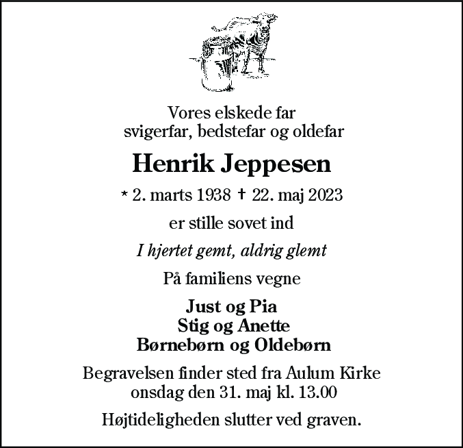 Dødsannonce for Henrik Jeppesen