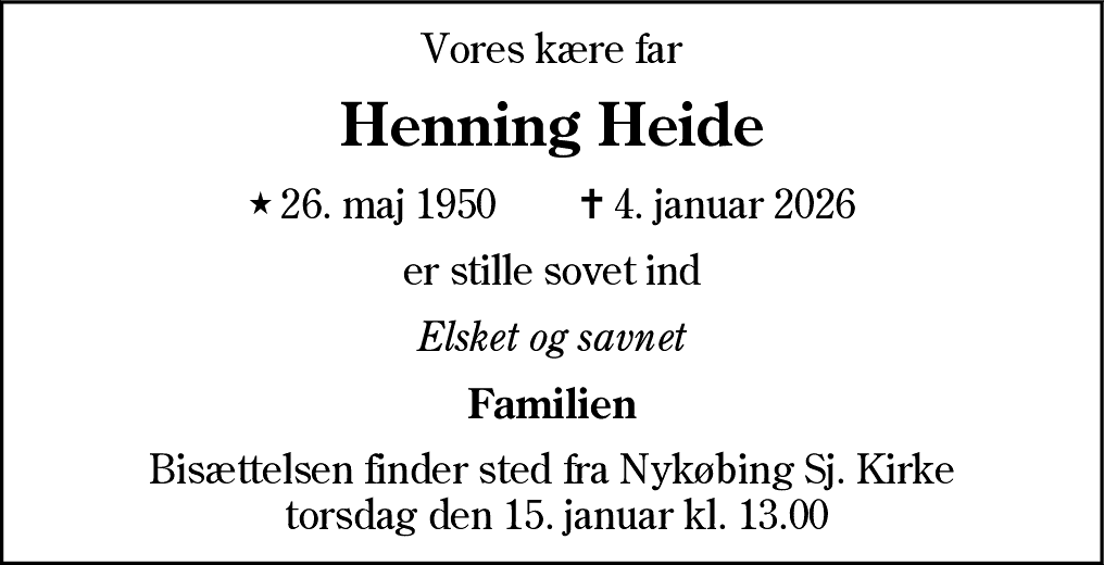 Dødsannonce for Henning Heide