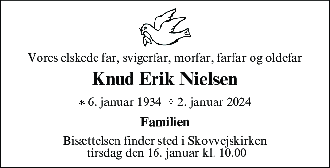 Dødsannonce for Knud Erik Nielsen