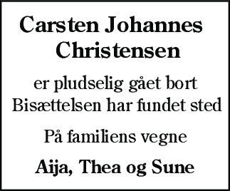 Dødsannonce for Carsten Johannes Christensen