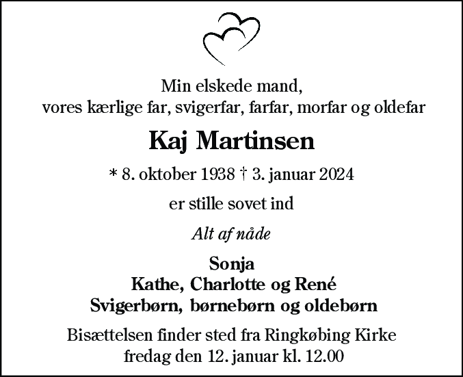 Dødsannonce for Kaj Martinsen
