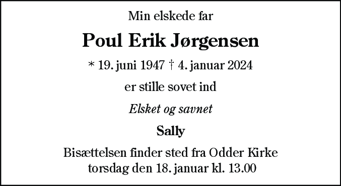 Dødsannonce for Poul Erik Jørgensen