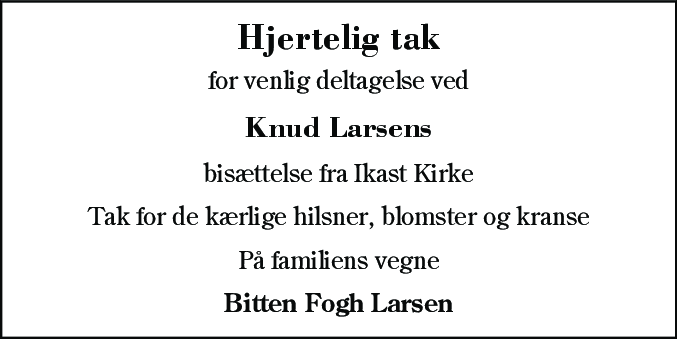 Dødsannonce for Knud Larsen