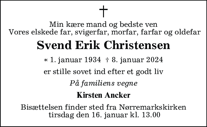 Dødsannonce for Svend Erik Christensen