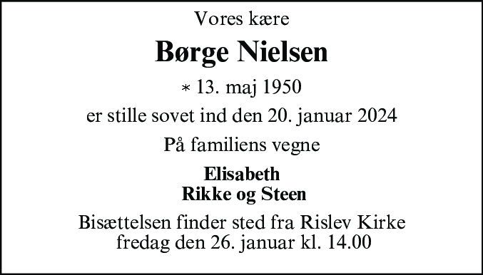 Dødsannonce for Børge Nielsen