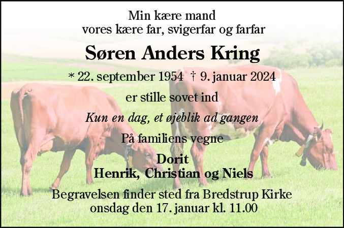 Dødsannonce for Søren Anders Kring