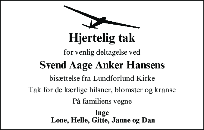 Dødsannonce for Svend Aage Anker Hansen