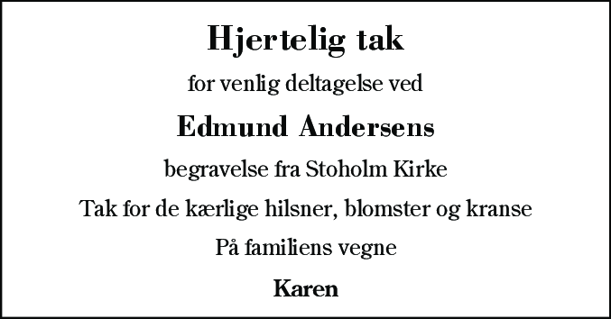 Dødsannonce for Edmund Andersen