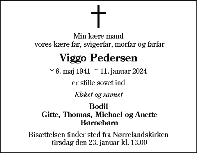 Dødsannonce for Viggo Pedersen