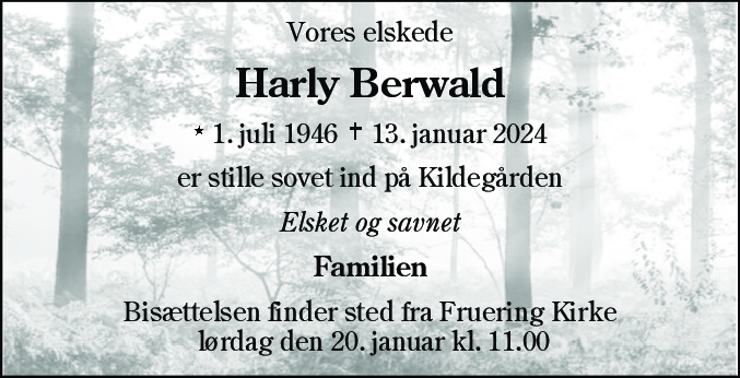 Dødsannonce for Harly Berwald