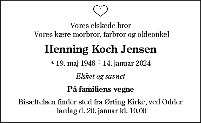 Dødsannonce for Henning Koch Jensen