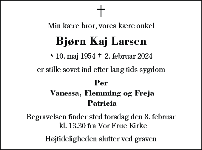 Dødsannonce for Bjørn Kaj Larsen