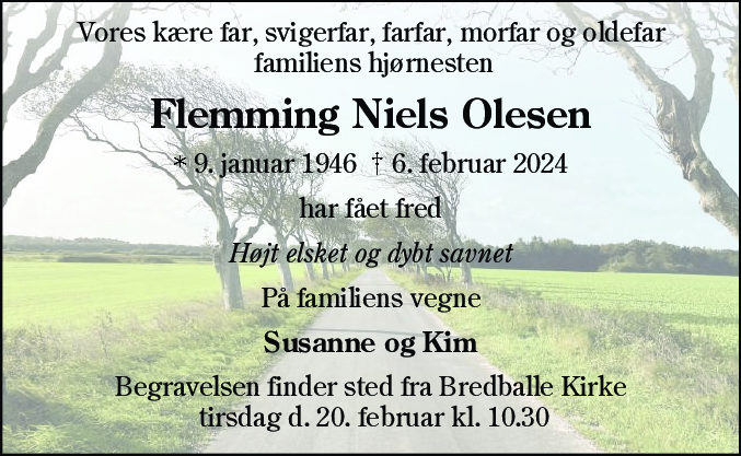Dødsannonce for Flemming Niels Olesen