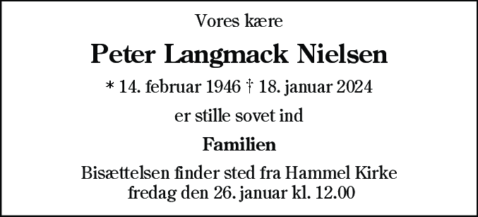 Dødsannonce for Peter Langmack Nielsen