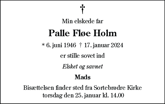 Dødsannonce for Palle Fløe Holm