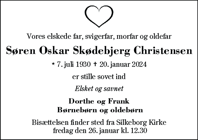 Dødsannonce for Søren Oskar Skødebjerg Kristensen