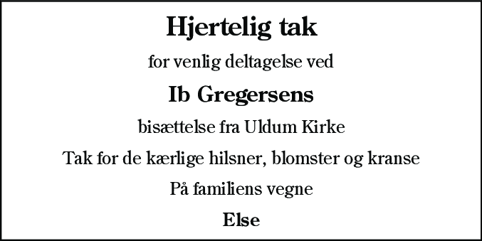 Dødsannonce for Ib Gregersen