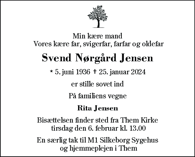 Dødsannonce for Svend Nørgård Jensen