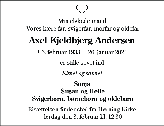 Dødsannonce for Axel Kjeldbjerg Andersen