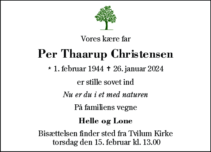 Dødsannonce for Per Thaarup Christensen