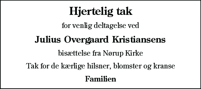 Dødsannonce for Julius Overgaard Kristiansen