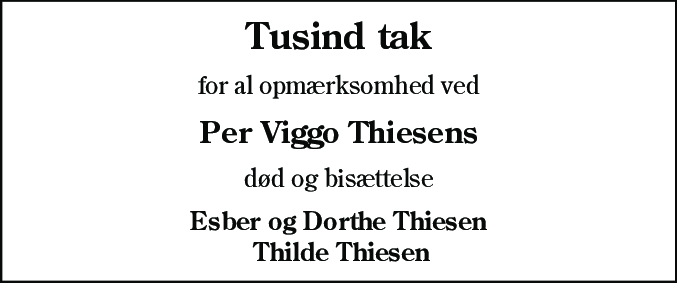 Dødsannonce for Per Viggo Thiesen
