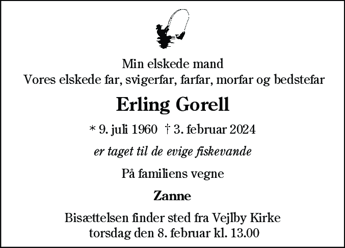 Dødsannonce for Erling Jimm Eigil Gorell