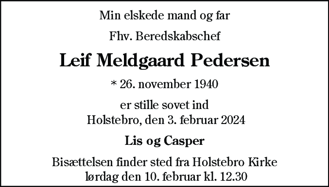 Dødsannonce for Leif Meldgaard Pedersen