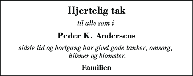 Dødsannonce for Peder Christian Andersen