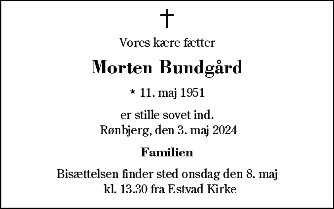 Dødsannonce for Morten Bundgård