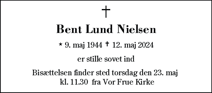 Dødsannonce for Bent Lund Nielsen