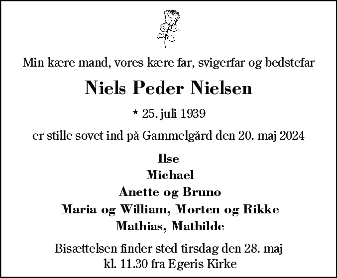 Dødsannonce for Niels Peder Nielsen