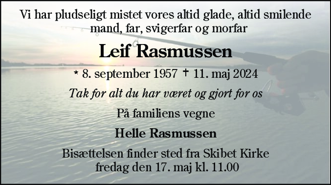 Dødsannonce for Leif Rasmussen