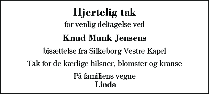 Dødsannonce for Knud Munk Jensen