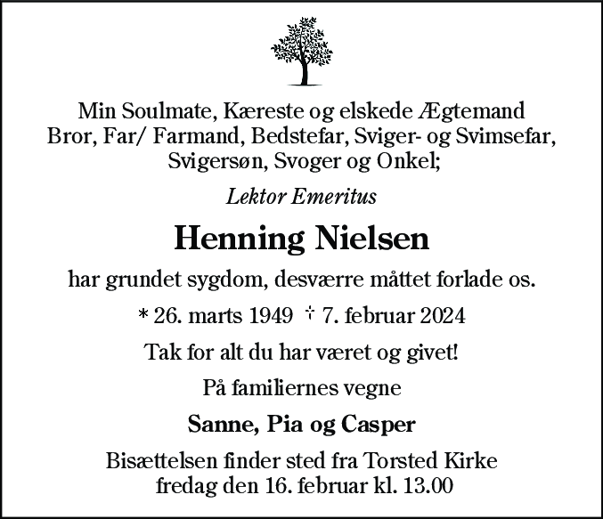 Dødsannonce for Henning Nielsen