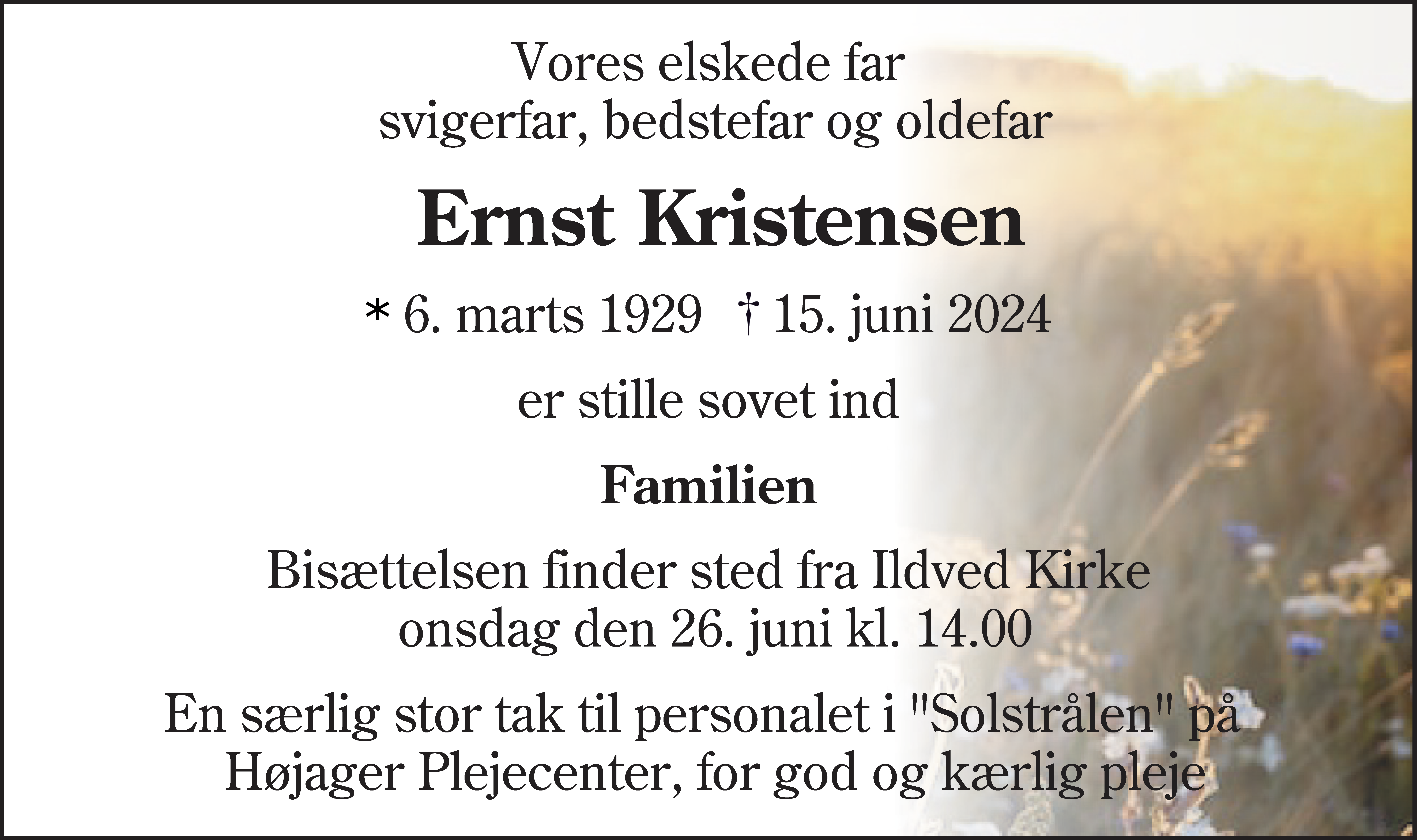 Dødsannonce for Kresten Ernst Kristensen