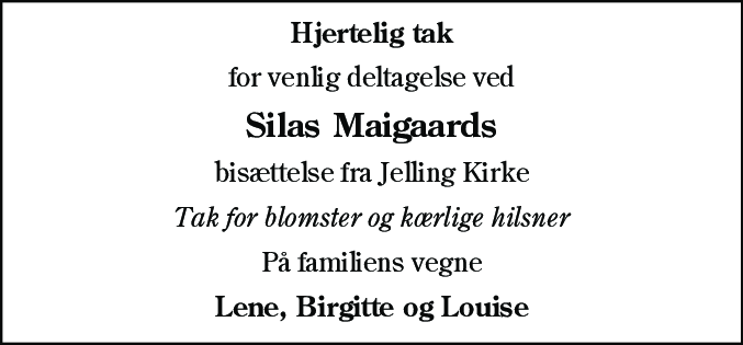 Dødsannonce for Silas Maigaard
