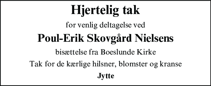 Dødsannonce for Poul Erik Skovgård Nielsen