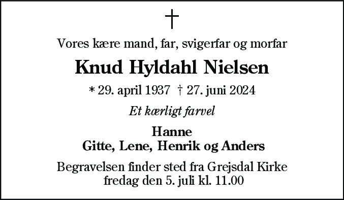 Dødsannonce for Knud Georg Hyldahl Nielsen