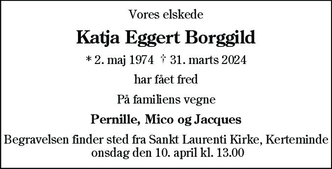 Dødsannonce for Katja Eggert Borggild