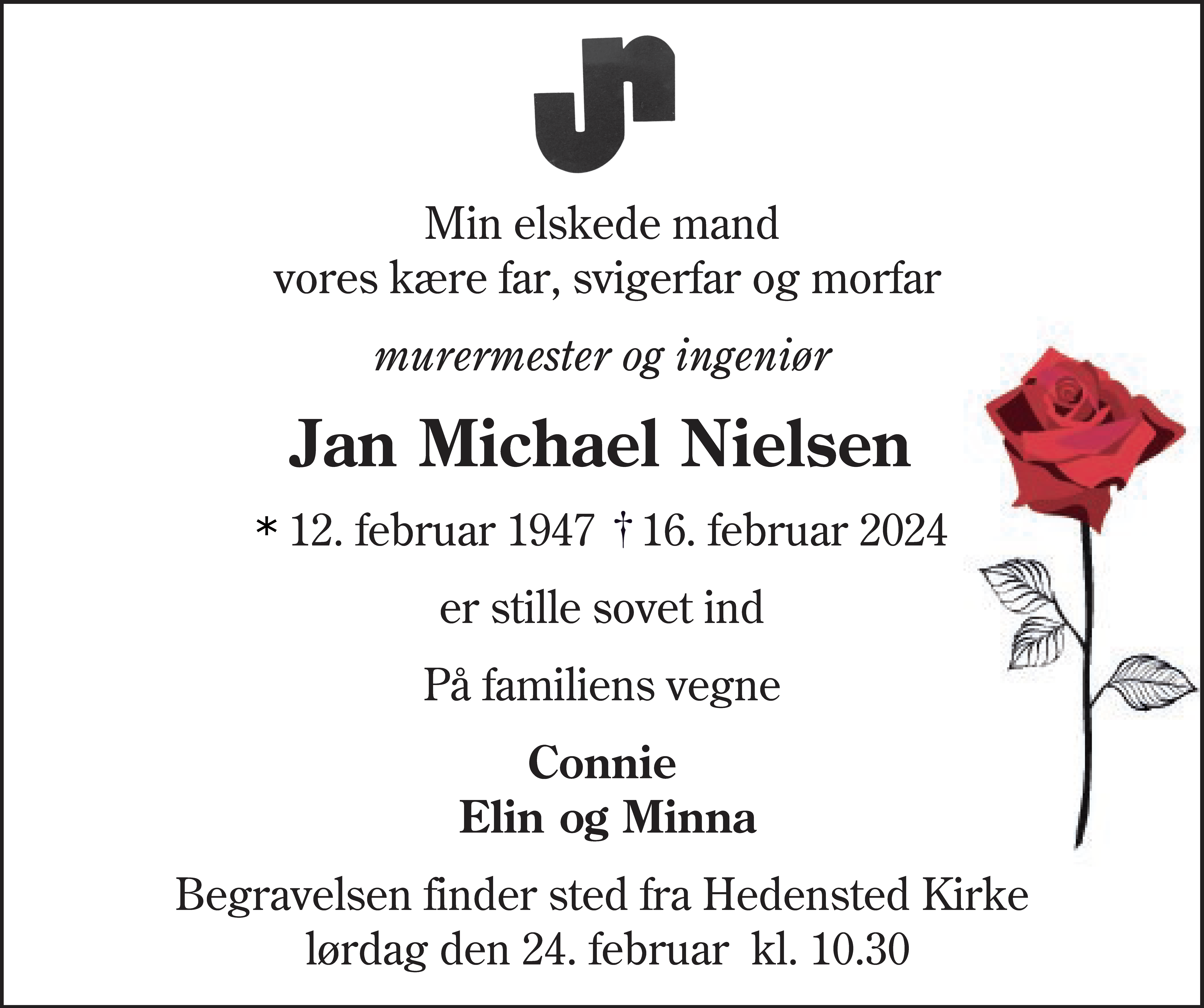 Dødsannonce for Jan Michael Nielsen
