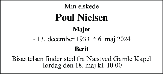 Dødsannonce for Poul Nielsen