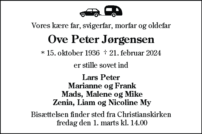 Dødsannonce for Ove Peter Jørgensen