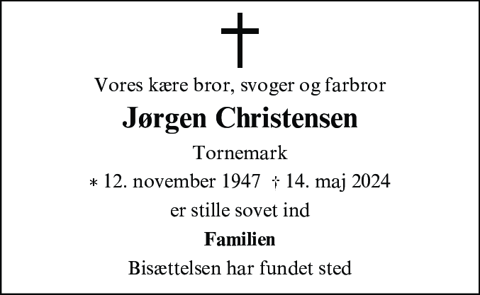 Dødsannonce for Jørgen Christensen