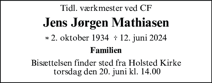 Dødsannonce for Jens Jørgen Mathiasen