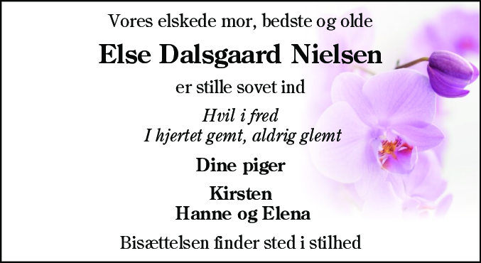 Dødsannonce for Else Dalsgaard Nielsen