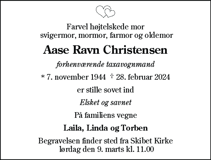 Dødsannonce for Aase Ravn Christensen