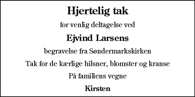 Dødsannonce for Ejvind Larsen