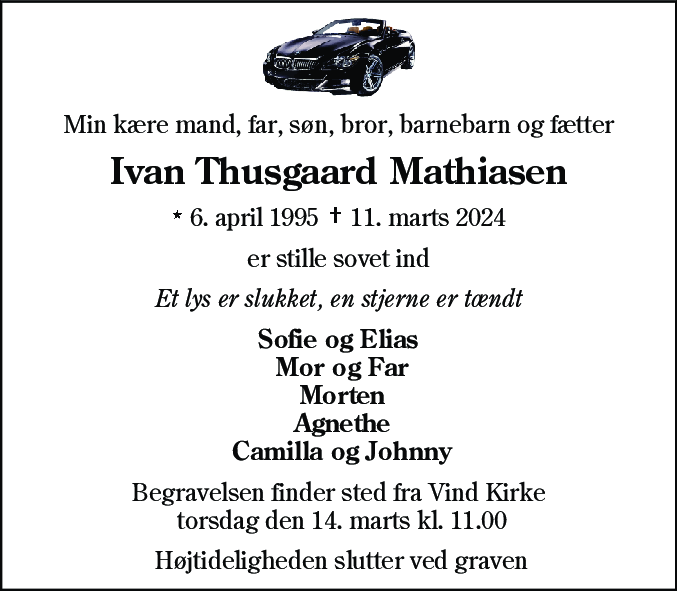 Dødsannonce for Ivan Thusgaard Mathiasen