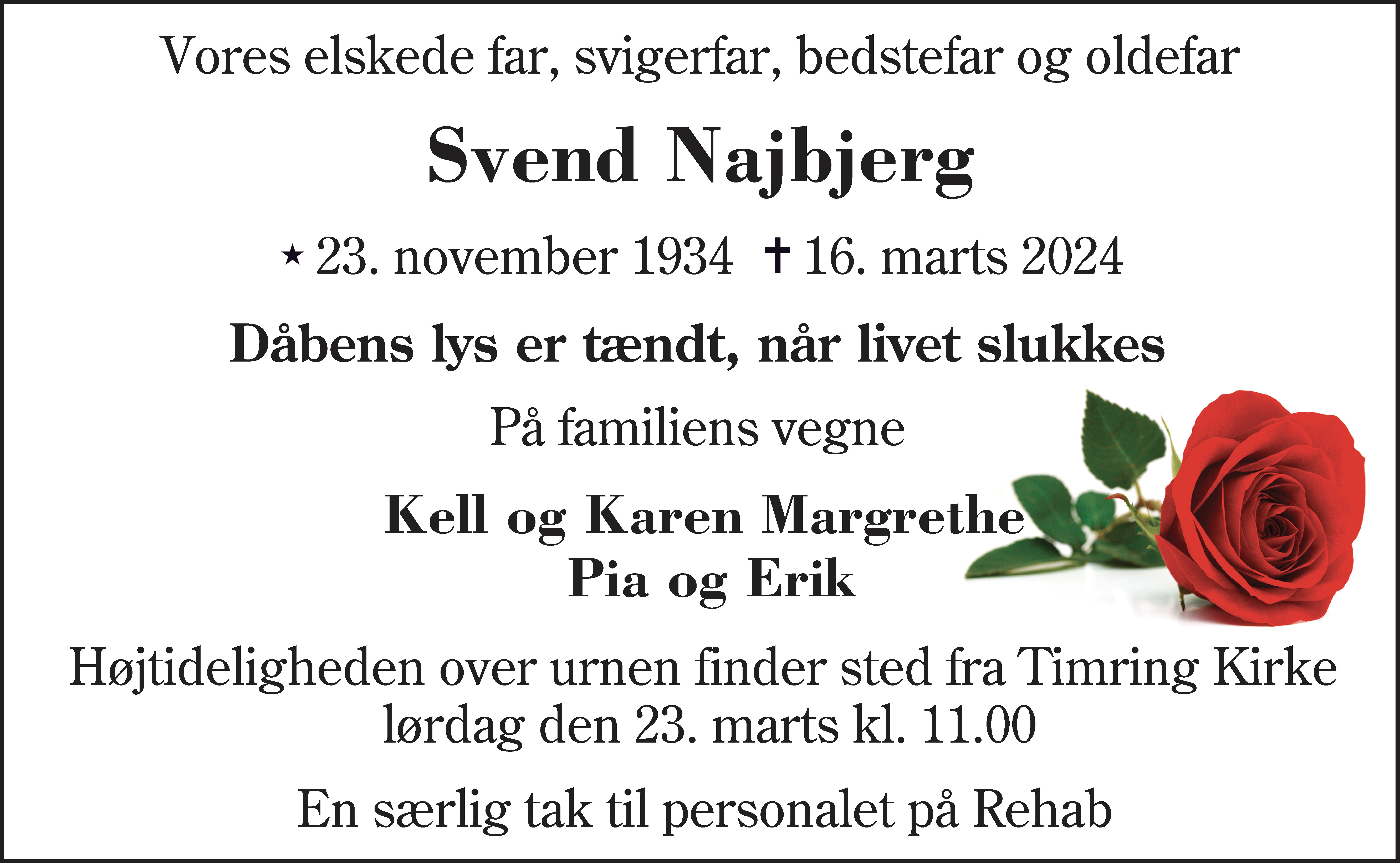 Dødsannonce for Svend Najbjerg